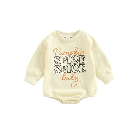 

wybzd Autumn Baby Girls Boys Romper Pumpkin Letter Pattern Printed Long Sleeve Halloween Sweatshirt 6-12 Months