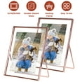 thumbnail image 4 of 2Pcs Floating Glass Photo Frame TeqHome 5x7IN Standing Rose Gold Metal Picture Frames Vertical Tabletop Photo Frame Double-Glazed Glass for Home Decoration Gift S, 4 of 11