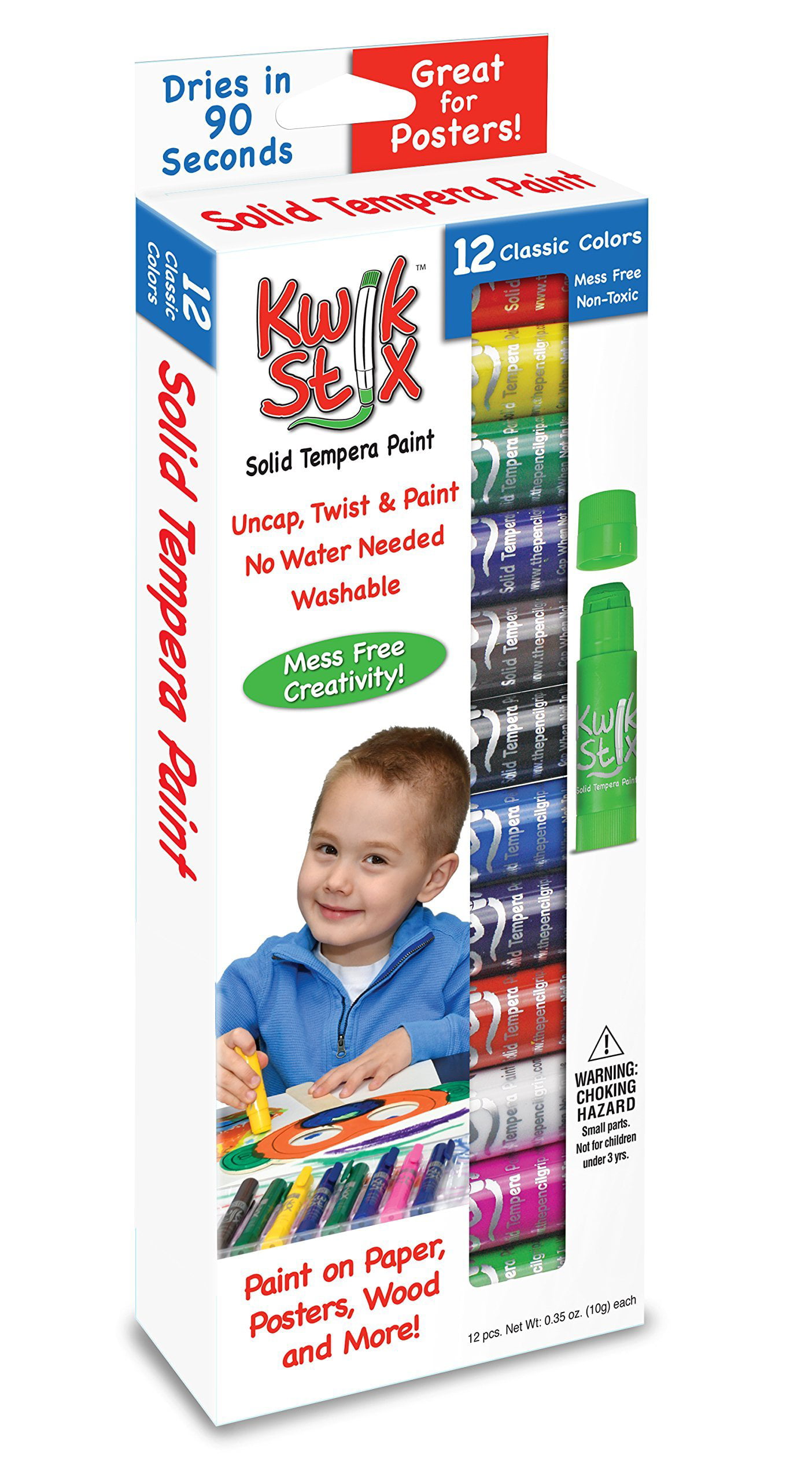 The Pencil Grip Kwik Stix Paint Pens, Solid Tempera Paint Pens, Paint  Sticks, Super Quick Drying TPG-602, 12 Count (Pack of 1)
