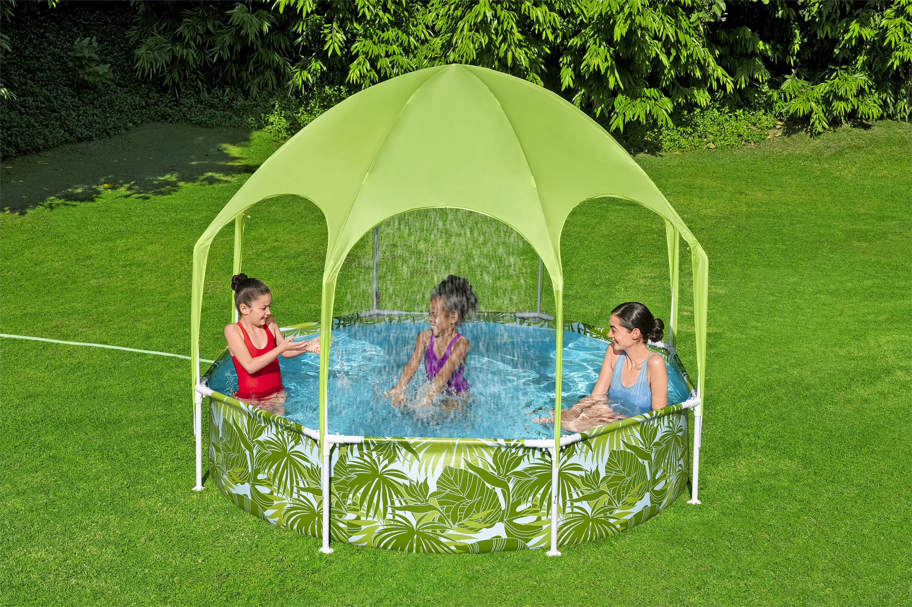H2OGO 8 ft. x 20 in. Round Above Ground Pool Set With Pool Shade - image 3 of 8