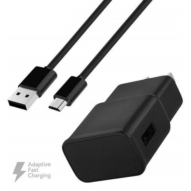 Chargeur mural USB rapide adaptatif avec câble USB de type C compatible avec l'appareil Samsung Galaxy S10 5G [chargeur mural + câble de 4 pieds] - Noir