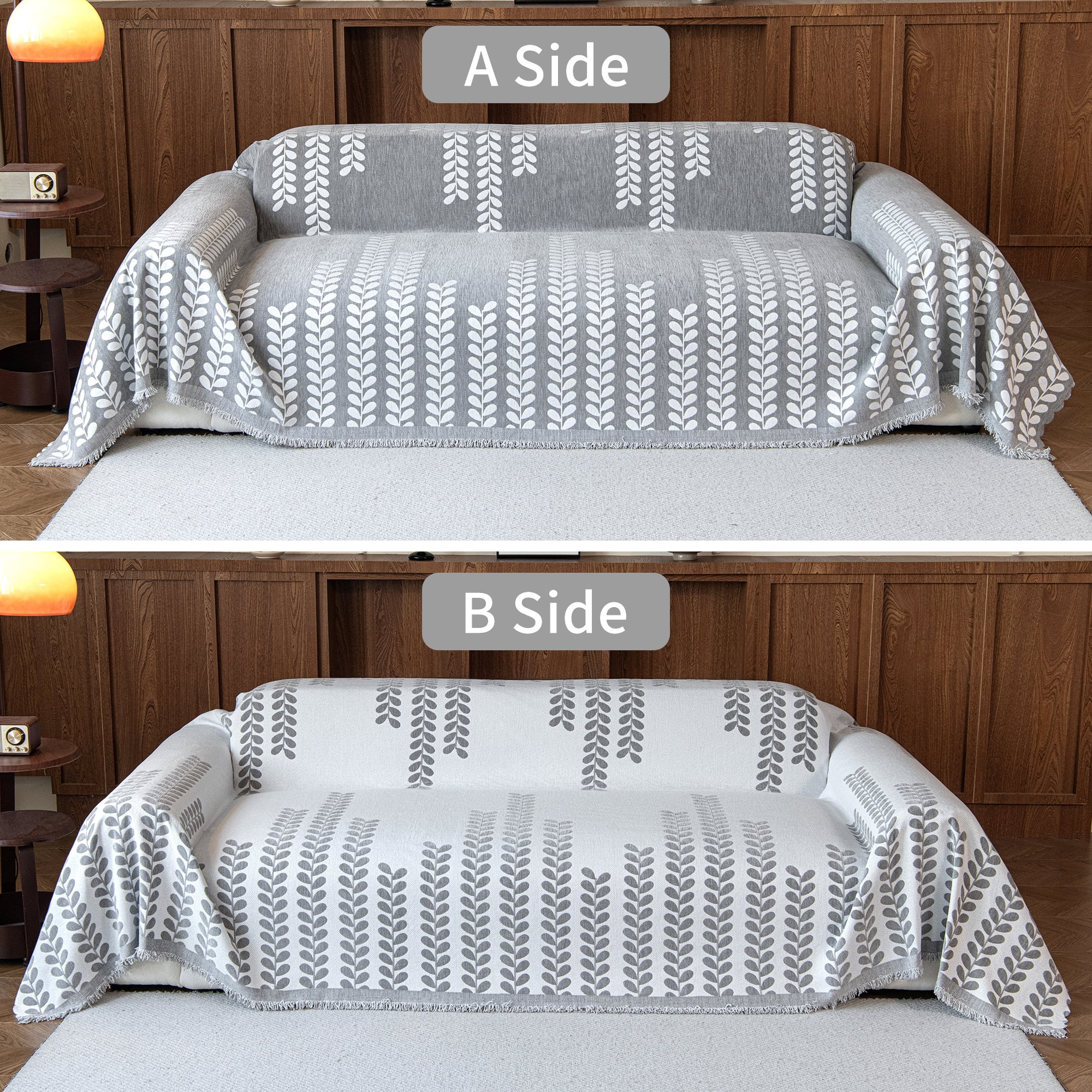 Smuge Sofa Cover Couch Cover Protector Slipcover, L Shape 3 Cushion Throw Sofa Towel Furniture Cover for Dogs Cats Home Decor (71"x 118", Gray)