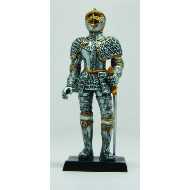 DOLL HOUSE MINIATURE 4" MEDIEVAL ELITE TEMPLAR KNIGHT STATUE SUIT OF