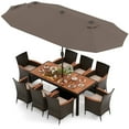 thumbnail image 1 of Costway 11 PCS Patio Dining Set with 15ft Double-Sided Patio Umbrella (Base Included) Coffee, 1 of 10