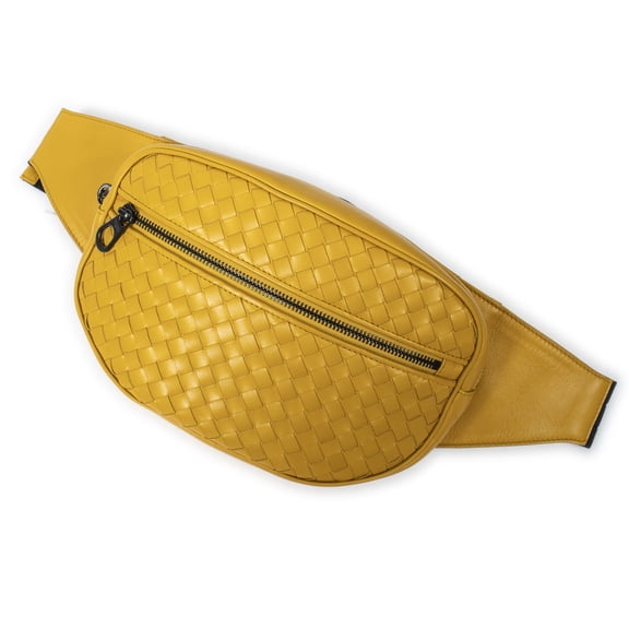 Pre-Owned Bottega Veneta Yellow Waist bag Shoulder Bag Intrecciato Leather