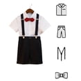 thumbnail image 2 of LYMAYTER Baby Toddler Boys Formal Suit Set for 1-15Y Short Sleeve Shirt Suspenders Bowtie Beach Wedding‌, 2 of 8