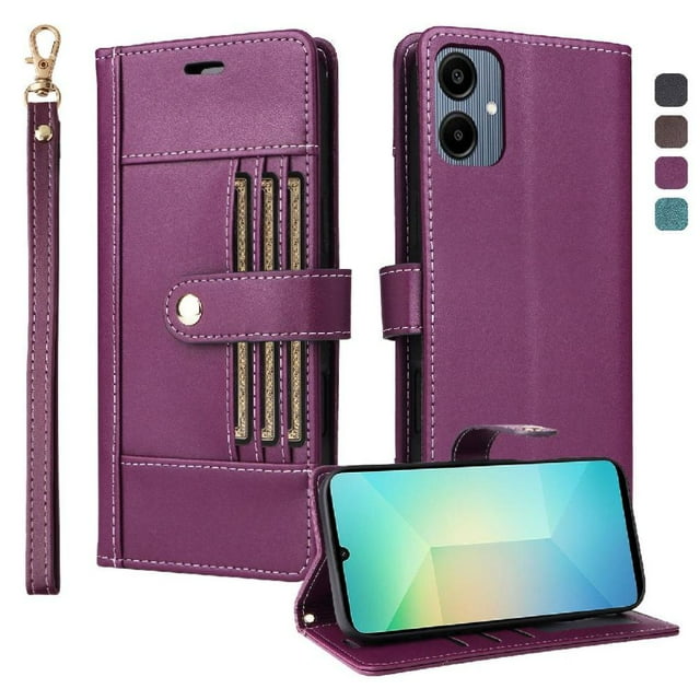 FOXDOCK Funda tipo Cartera para Samsung Galaxy A07 – Cubierta de Cuero PU con Múltiples Ranuras, Bolsillo para Efectivo y Correa de Muñeca