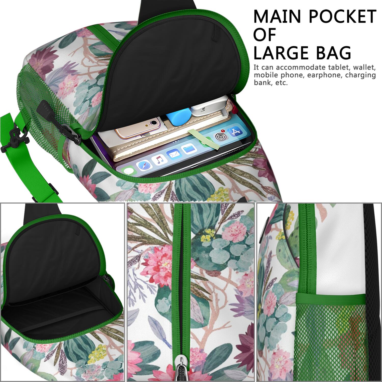 Chest Bag Crossbody Shoulder Bag Crossbody Shoulder BagHiking Sling Backpack for Men Women Travelers Cactus