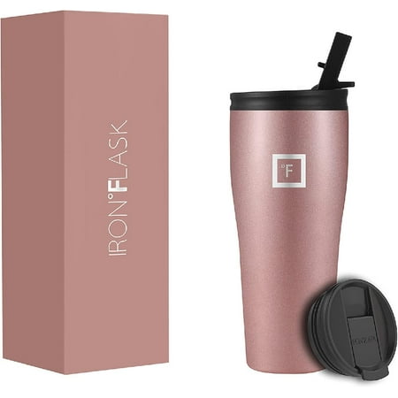 

Rover Tumbler 2.0 - 32 Oz 2 Lids (Straw/Flip) Vacuum Insulated Stainless Steel Bottle Modern Double Walled Simple Thermo Travel Mug Hydro Water Metal Canteen - Rose Gold