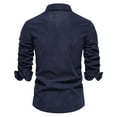 thumbnail image 4 of VSSSJ Men Long Sleeve Ribbed Corduroy Shirts Button Down Lapel Collar Shirt Slim Fit Stretch Solid Color Pocket Casual Fall Tops Shirts Navy S, 4 of 4