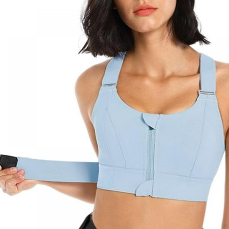 

Valcatch High Impact Sports Bra for Women Zip Front Adjustable Strap Criss-Cross Back Padded Workout Yoga Bra