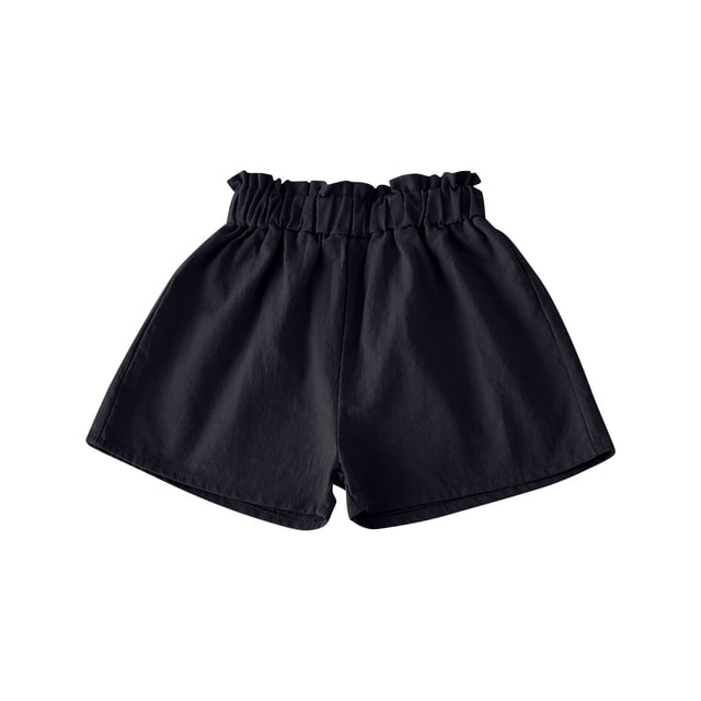 Timegard Toddler Girl Clothes Lightweight Elastic Waist Loose Solid Color Casual Shorts with Pockets