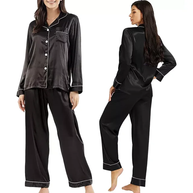 Pijama De Mujer Pantalones De Pijama Mujer De Seda 2 Piezas