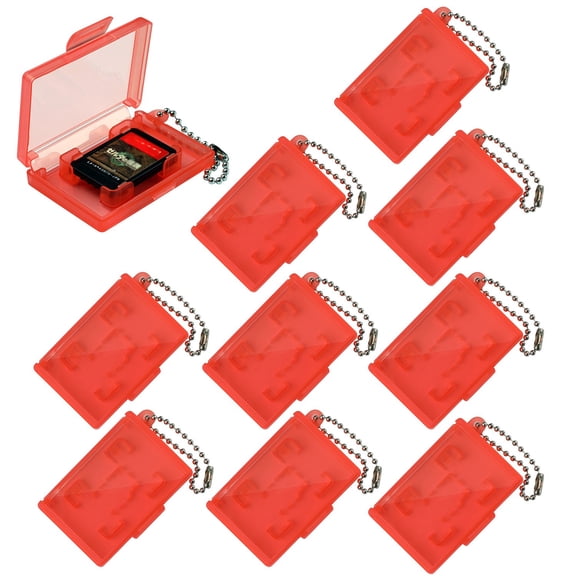 10PCS Mini Game Card Cases with Keychain Compatible with Nintendo Switch 2 / Switch OLED / Switch / Switch Lite – Holds One Game Card and One Micro SD – Clear Portable Travel Storage Box