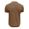 thumbnail image 6 of Men's Summer Short Sleeve Knitted T-Shirt Comfortable Round Neck Ribbed Design Casual Sports Holiday Top Mens Work Shirts Summer Basic Tee Shirts, 6 of 6