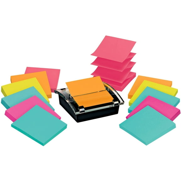 Post-it Super Sticky Pop-up Notes Dispenser 1080 - 3" x 3" - Square - 90 Sheets per Pad - Unruled - Assorted - Paper - Self-adhesive - 1 Pack