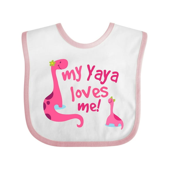 Inktastic My Yaya Loves Me Granddaughter Dinosaur Girls Baby Bib