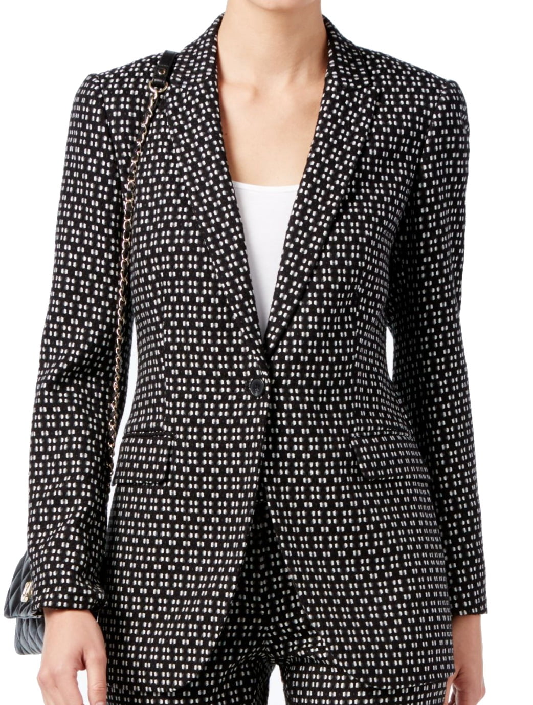 Anne Klein - Anne Klein NEW Black Women's 10 Jacquard One Button Printed Blazer - Walmart.com