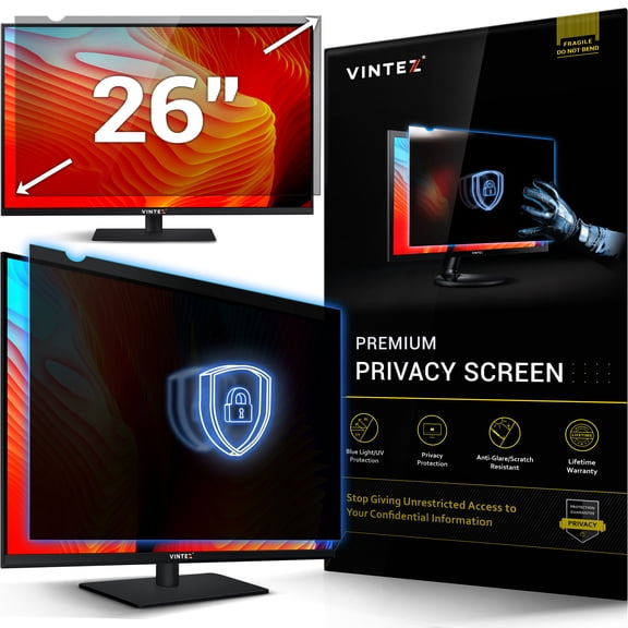26 Inch - 16:10 Aspect Ratio - Computer Privacy Screen Filter for Widescreen Computer Monitor 21.7"x13.5"- Anti-Glare - Anti-Scratch Protector Film for data confidentiality - PLEASE MEASURE CAREFULLY!
