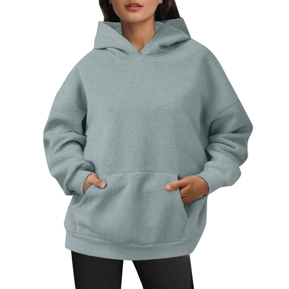 Women's Oversized Pullover Hoodie Soft Velvet Long Sleeve Top With Pockets For Winter Fall Fashion Comfort Womens Casual Pullover Tops Long Sleeves Casual Shirts
