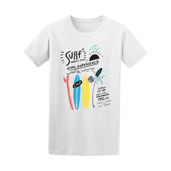 Hand-drawn Surf Wave's King California Tee - Image by Shutterstock