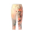 thumbnail image 4 of Flower Capris Leggings for Women, High Waisted Leggings Stretchy Athletic Gym Tights Workout Cropped Yoga Pants Multicolor S, 4 of 5