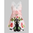 thumbnail image 1 of Más el tamaño de los encajes de ganchillo de la impresión floral del entrecruzamiento Tank Top Rosegal Camisetas sin mangas de talla grande, 1 of 5