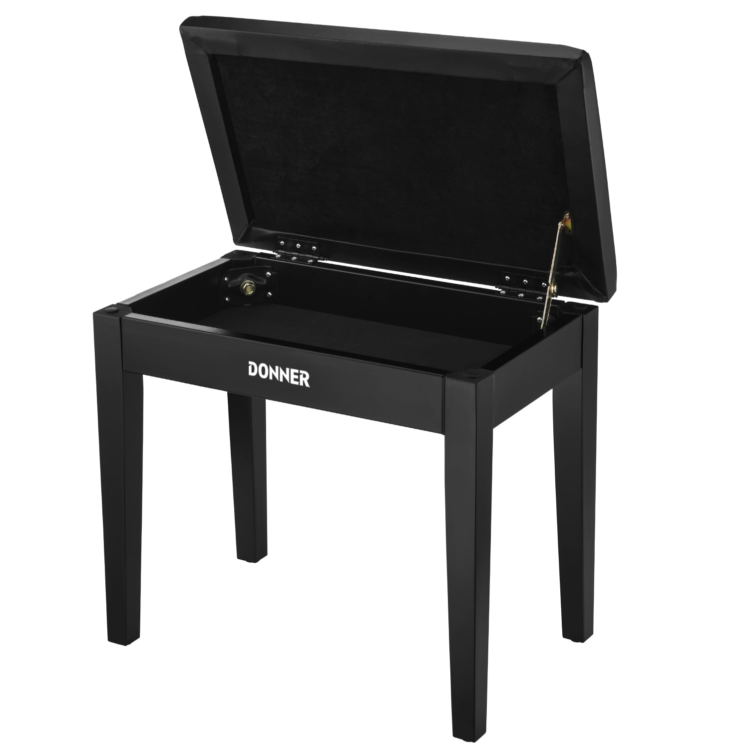 Donner Piano Bench with Storage Solid Wood Black