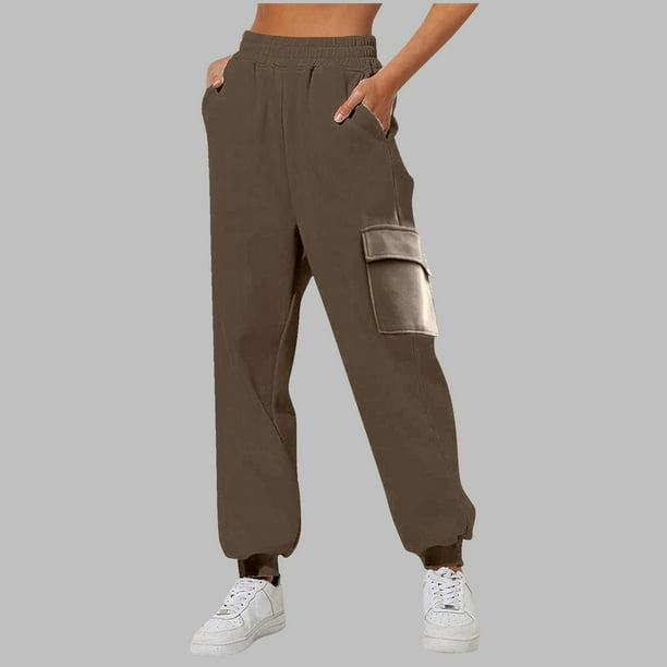 WILLBEST Pantalones Deportivos Casuales para Mujer, Forrados, de Pierna Ancha y Recta, de Cintura Alta y con Bolsillos para Entrenar y Disfrutar Del Tiempo Libre. Mediana