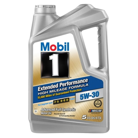 (6 Pack) Mobil 1 Extended Performance High Mileage Formula 5W-30 Motor Oil, 5