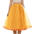 thumbnail image 7 of Hduncf Elegant Layered Tulle Skirt for Women Trendy Solid Color Summer Elastic High Waisted Puffy Midi Daily Party Skirts Yellow Free Size, 7 of 7