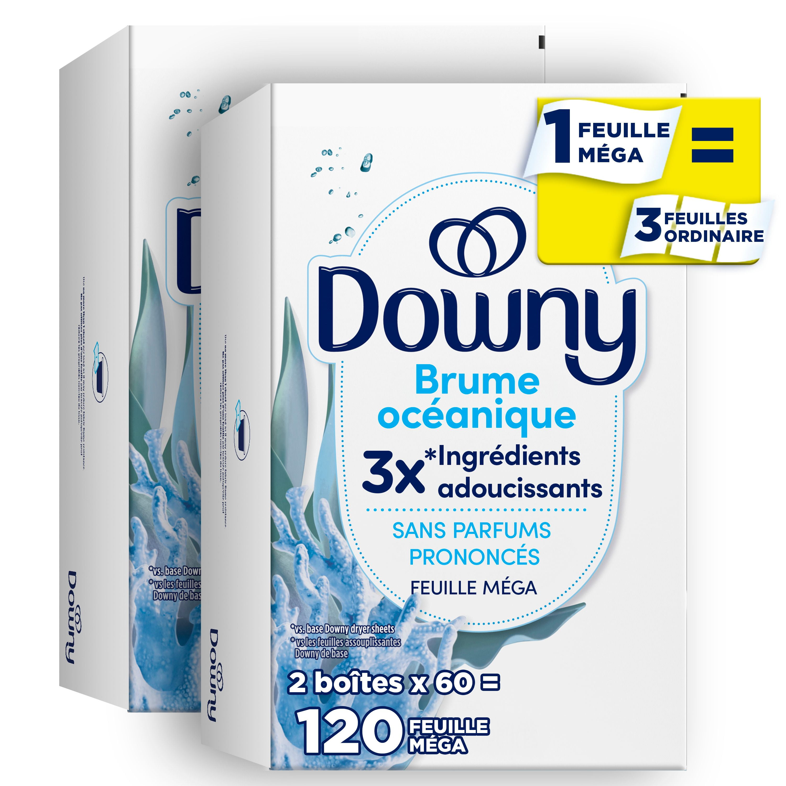 Downy Light Mega Dryer Sheets, Laundry Fabric Softener, Ocean Mist 120CT