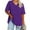 Purple, variant on QUNYINEY V Neck Women Shirts Casual Solid Pullover Short Sleeve Tops Plus Size Loose Spring Tops for Women
