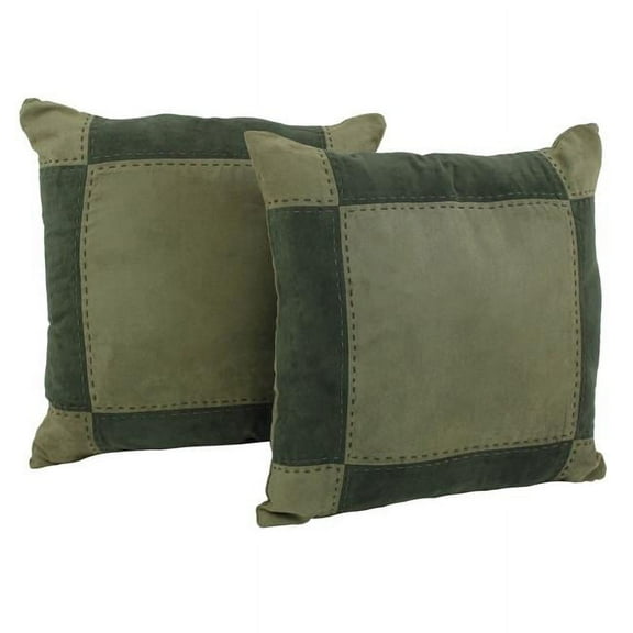 18-inch Patchwork Microsuede Square Throw Pillows (Set of 2) 9810-S2-PW-SG-HG