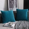 thumbnail image 1 of Fundas de cojín funda almohada Turquesa 45cmx45cm: Juego de 2 Fundas de Cojines Decorativos Cuadrados en Original Terciopelo a Rayas para Sofá de Dormitorio, 1 of 5