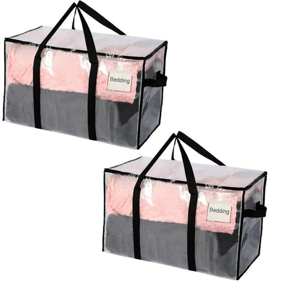 2 Pack Heavy Duty Moving Bags,13.8x27.6x16.5In Plastic Storage Boxes for Dorm Room Essentials,Moving Storage Bags for Clothes,Quilts