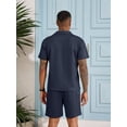 thumbnail image 4 of Colsmile Men's 2-Piece Summer Outfit Set - Textured Quarter-Zip Polo Shirt & Drawstring Shorts, Casual Vacation Summer Set, 4 of 10