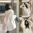 thumbnail image 2 of Sardfxul Women Faux Fur Hoodies for Jacket Bunny Ears Zip Up Fuzzy Oversized Sweatshirt C, 2 of 19