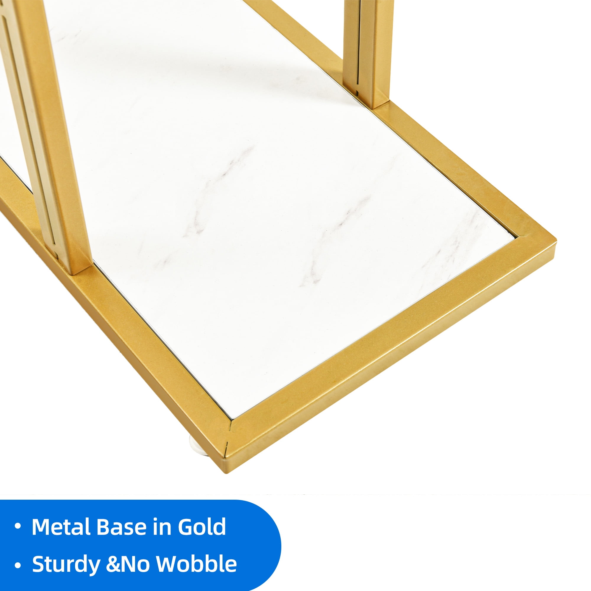 Dextrus Gold Console Table, Modern Faux Marble Entryway Table Behind Sofa Couch for Entry Way, Entrance, Living Room, Gold & White
