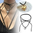 thumbnail image 2 of New Goth Black Velvet Big Heart Pendant Choker Necklace for Women Elegance O8 D2J0, 2 of 8