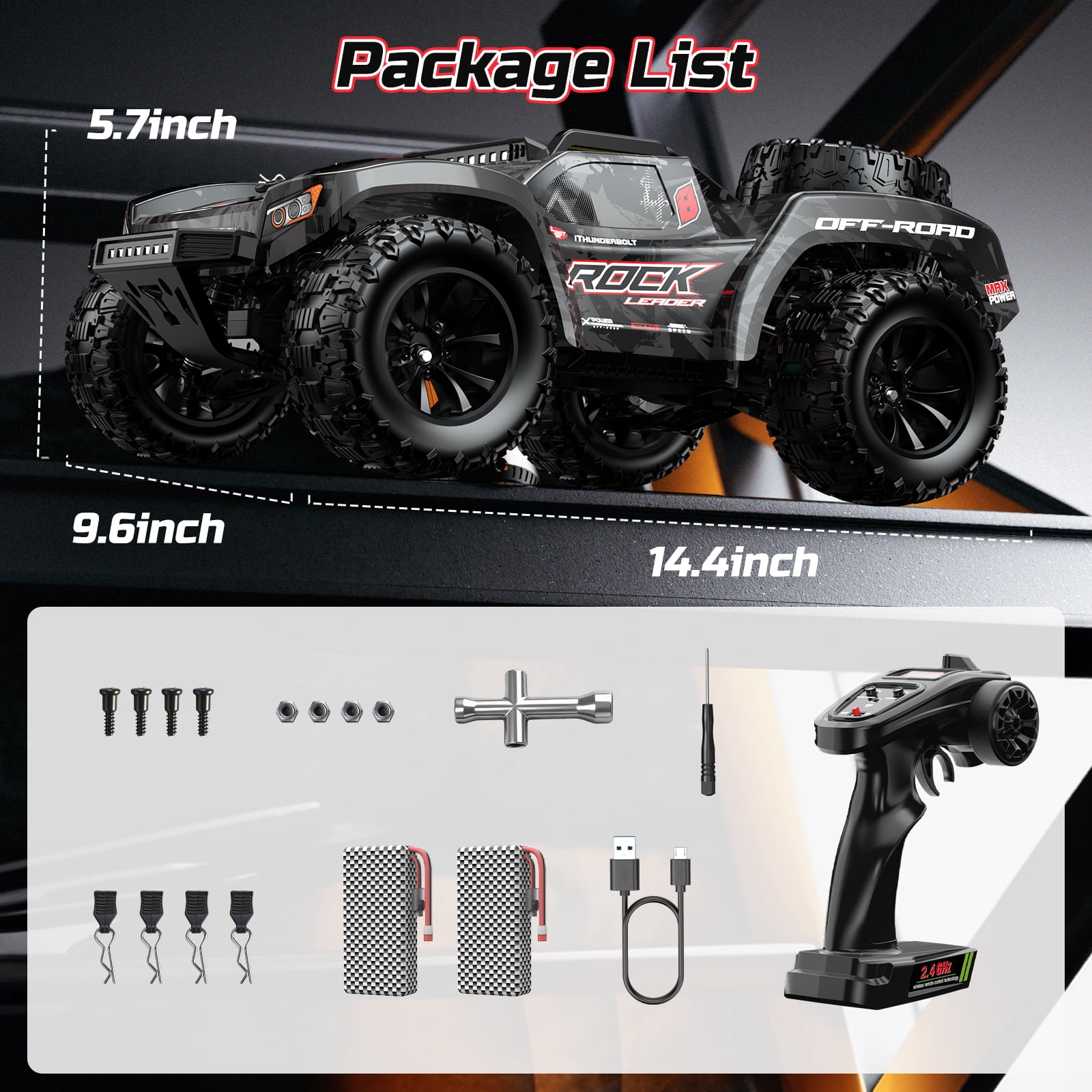 JoyStone 1:14 All Terrain RC Car RTR Buggy, Max 40+ MPH Off-Road Monster Truck, Hobby Electric Fast RC Truck for Adults Boys, Black