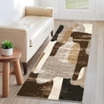 thumbnail image 4 of FairOnly Brown Abstract Low Pile Machine Washable 2'x6' Runner Rug Modern Color Block Non Slip Rugs for Beroom Kitchen Bathroom, 4 of 7