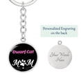 thumbnail image 2 of Dwarf Cat Cat Mom Keychain Stainless Steel or 18k Gold Circle Pendant, 2 of 16