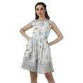 thumbnail image 1 of Moomaya Robe Tunique Sans Manches en Coton Robe Courte Évasée Style Pouf Robe Évasée pour Femmes, 1 of 4