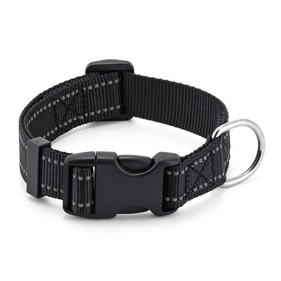 GASTROPOD Dog Collar for Small Medium Dogs with Buckle, Breathable Adjustable Nylon Reflective Dog Collars, Durable Small Dog Collar Black/Medium