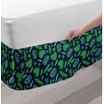 thumbnail image 2 of Nature Art Bed Skirt, Monstera Palm Banana Leaves Exotic Forest Plants on Dark Blue Backdrop, Elastic Bedskirt Dust Ruffle Wrap Around for Bedding Decor, 4 Sizes, Fern Green Turquoise, by Ambesonne, 2 of 2