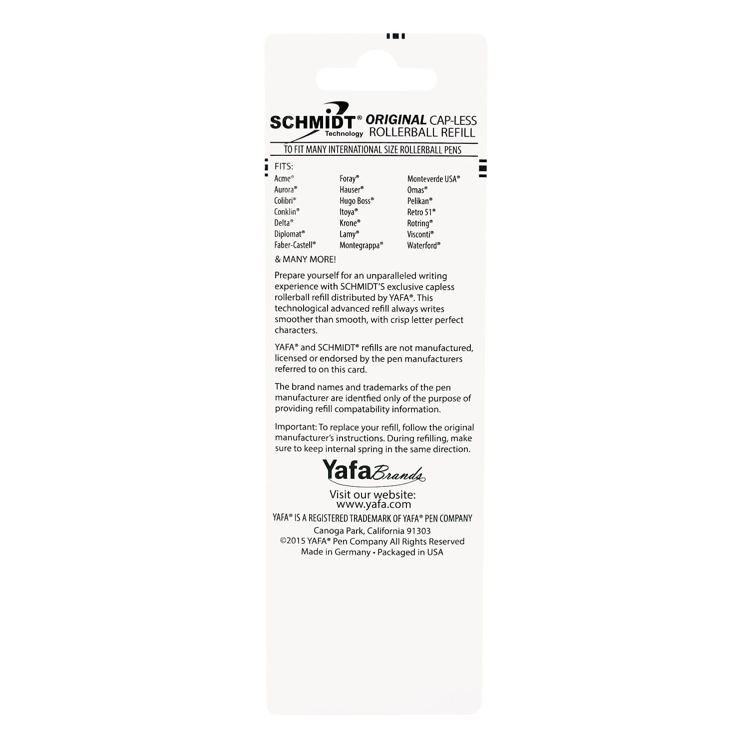 Schmidt Ink Schmidt P8120 Short Capless Rollerball Refill Broad Black 2 Pack (SC58133)