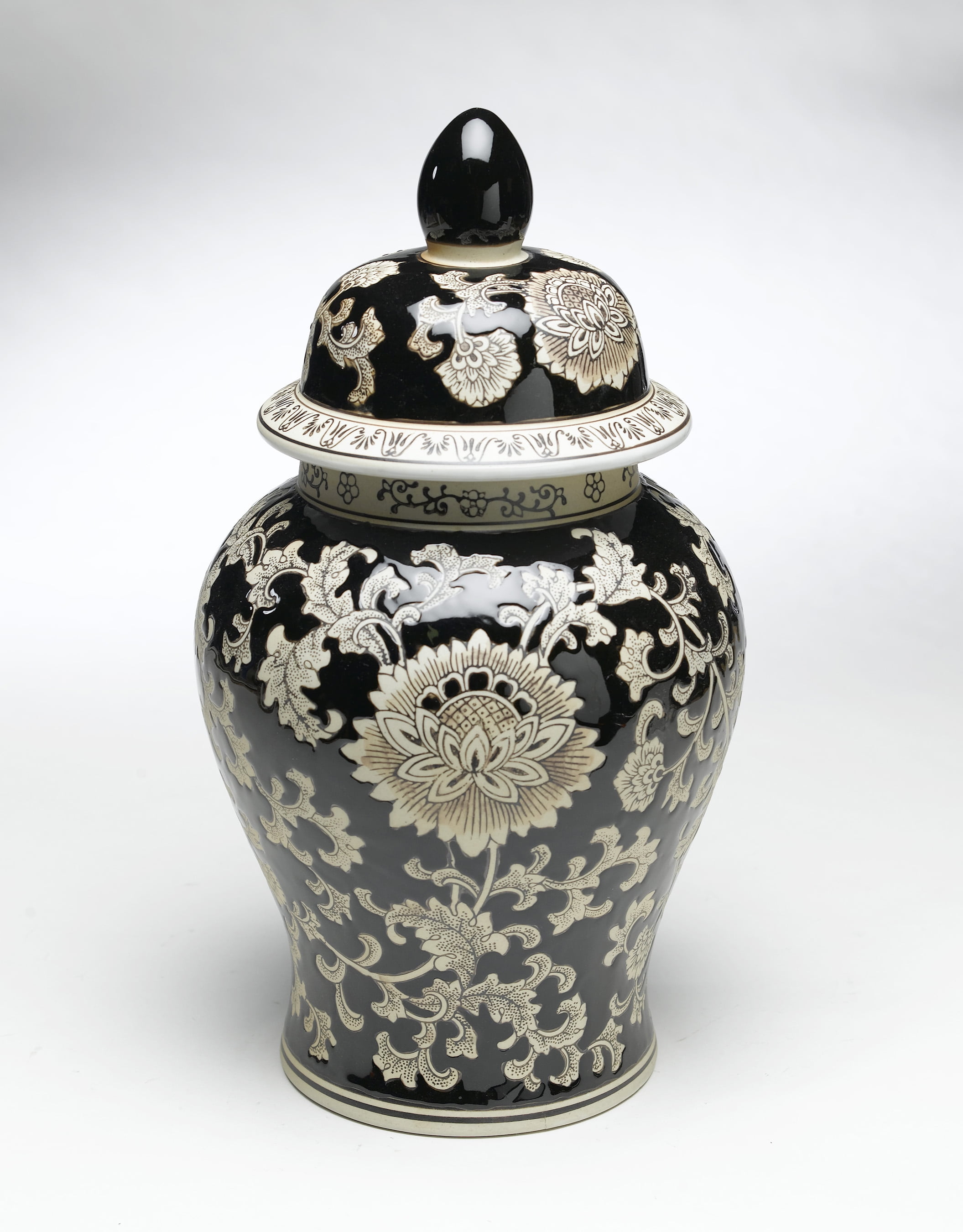 AA Importing 59757 18 Inch Black & Cream Ginger Jar