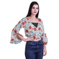 thumbnail image 3 of Moomaya Printed Womens Crop Top Wrap Style Top Wear Ruffle Long Sleeve Casual Summer Blouse, 3 of 6