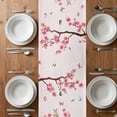 thumbnail image 4 of Table Runner 36 Inches Long for Kitchen Dining, Happy Easter Dresser Scarf Farmhouse, Dining Table Decorations for Wedding/Parties, Pink Spring Gnomes Eggs Flower Branch Rabbit 13 x 36 In, 4 of 8